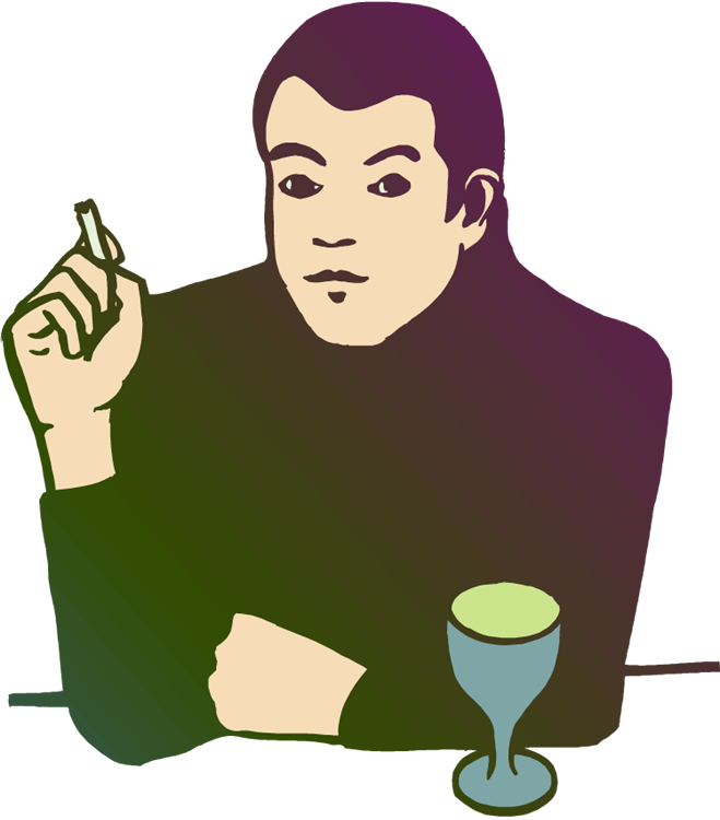 Drinking Smoking - Men Smoking And Drink Alcohol Animation (659x750), Png Download