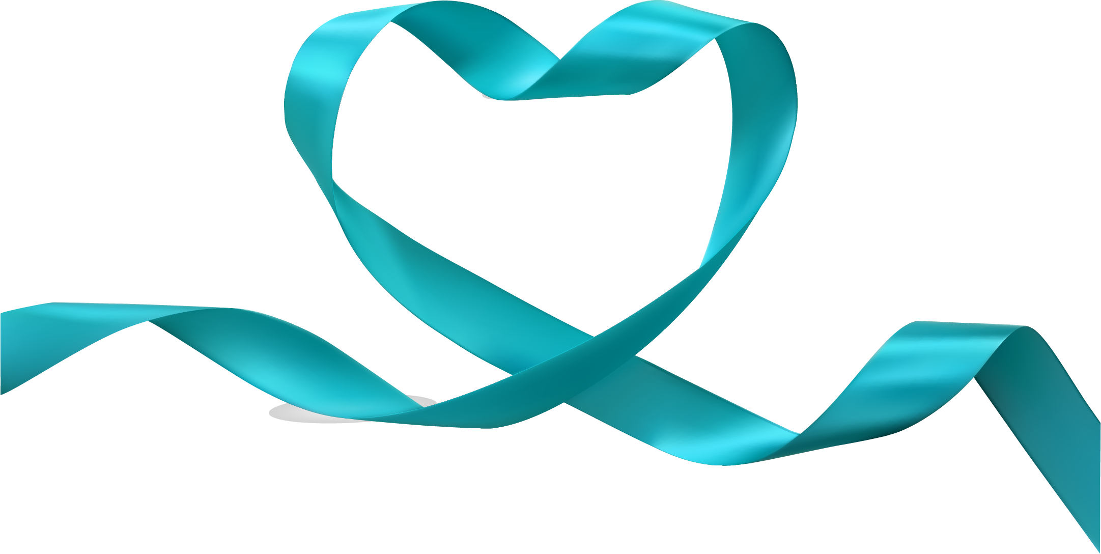 Heart With Ribbon Clip Art - Blue Heart Ribbon Png (2163x1088), Png Download
