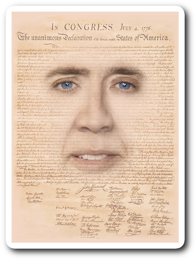 Nicolas Cage Declaration Of Independence Sticker - Book (1064x1064), Png Download