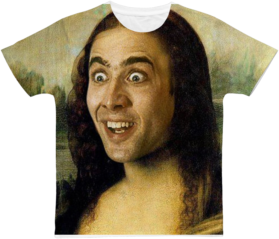Nicolas Cage As The Mona Lisa Classic Sublimation Adult - Mona Cage (1024x1024), Png Download