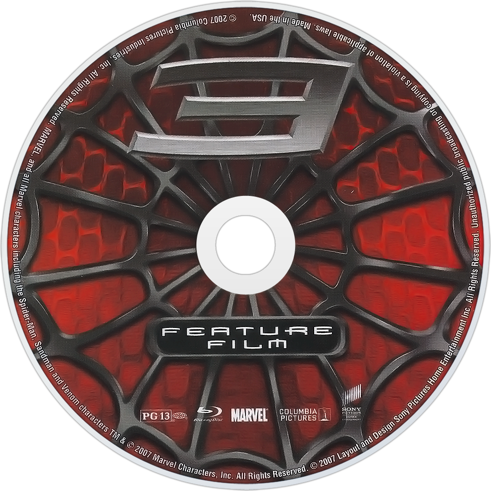 Spider-man 3 Bluray Disc Image - Spiderman 3 Dvd Cover (1000x1000), Png Download