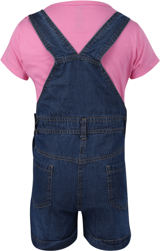 Girls Cotton Dungaree And Top Set - One-piece Garment (640x960), Png Download
