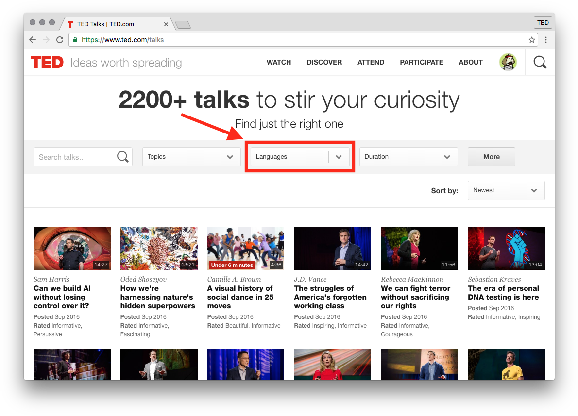 To Find All Talks Available For A Language, Go To The - Ted Subtitles (1205x868), Png Download