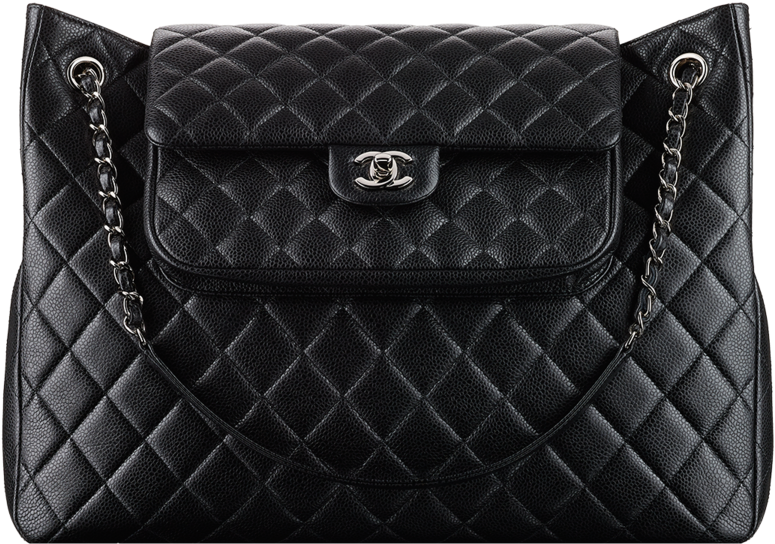 Grained Calfskin Shopping Bag - Chanel Tote With Flap (846x1080), Png Download