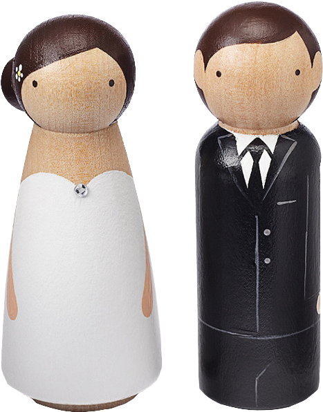 Hand-painted Wooden Couple Cake Topper - Bride (600x600), Png Download