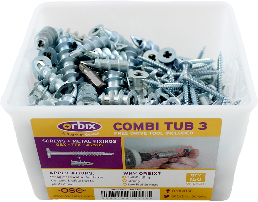 Combi Tub With Plasterboard Fixings Screws - Box (1037x822), Png Download