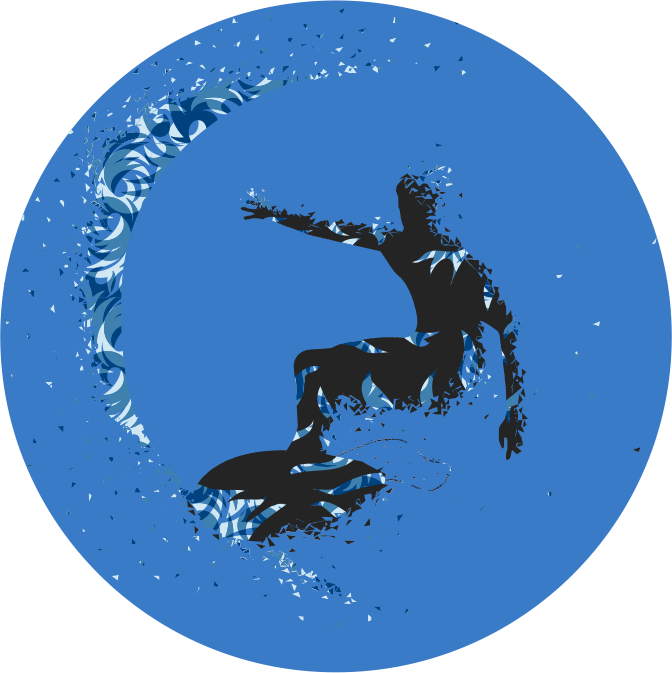 Riding A Wave - Illustration (672x673), Png Download