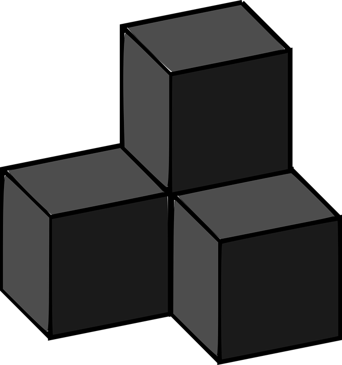 Building Blocks, Tetris, 3d, Blocks, Toys, Cubes, Game - Black And White Building Blocks (676x720), Png Download