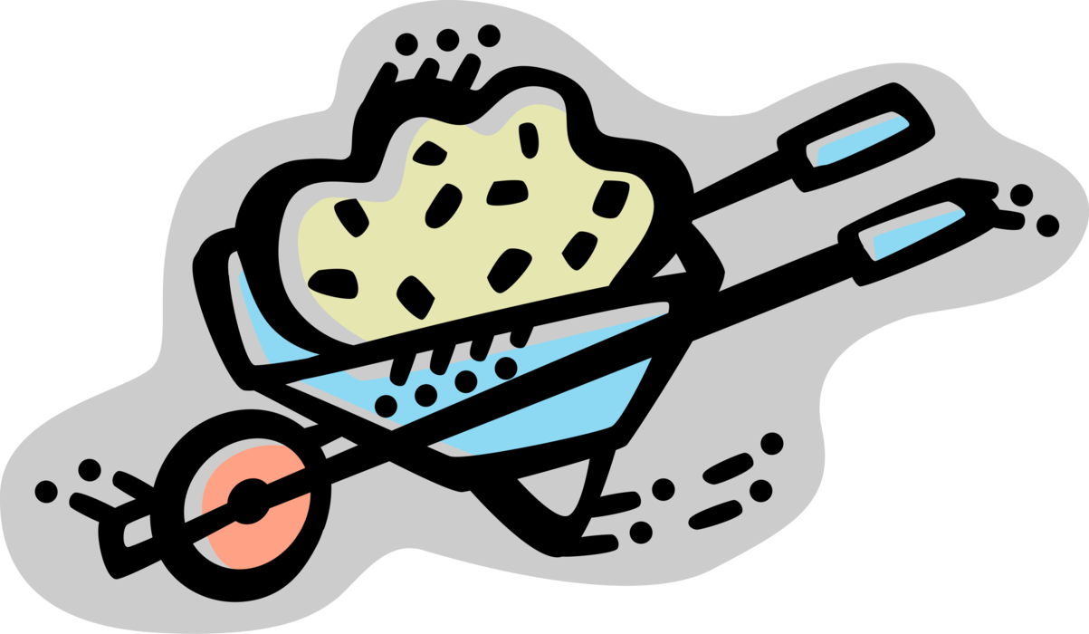 Vector Illustration Of Hand-propelled Wheelbarrow For (1203x700), Png Download