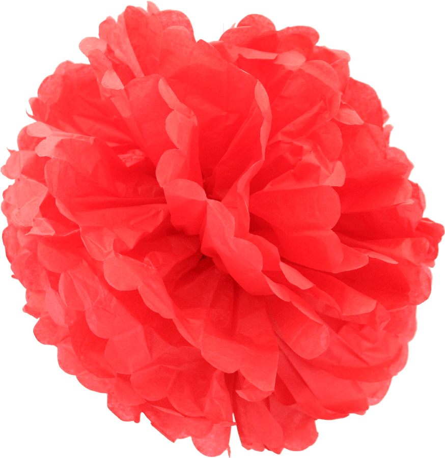 Round Tissue Pom Poms Red - Red (1000x978), Png Download
