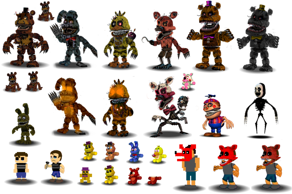 Nightmare Foxy [sfm Fnaf]'s Image - Fnaf World Canon Fnaf 4 (1024x695), Png Download