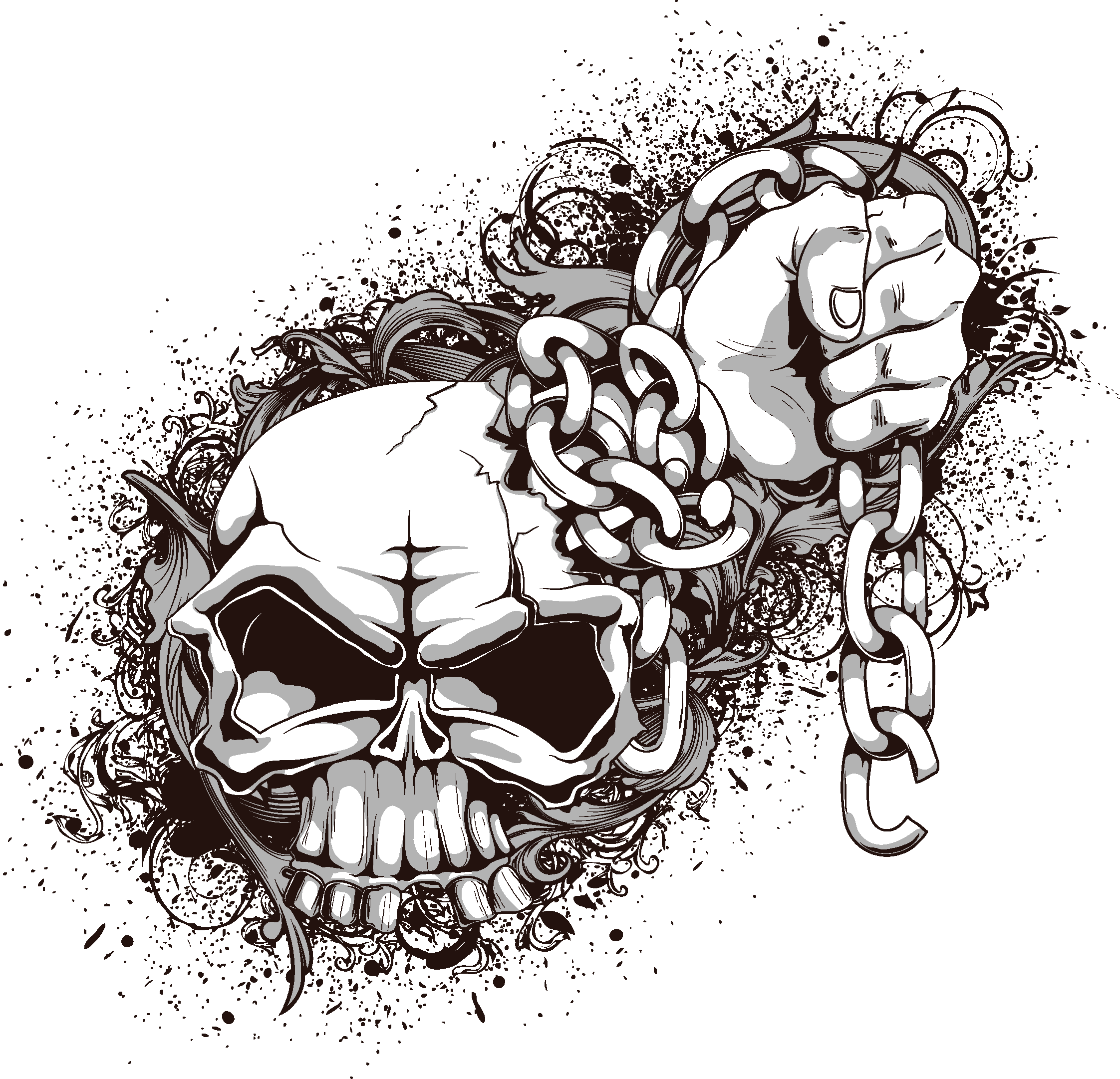 And Symbolism Human Skull Crossbones Png Free Photo - Skull Chain Vector (2244x2162), Png Download