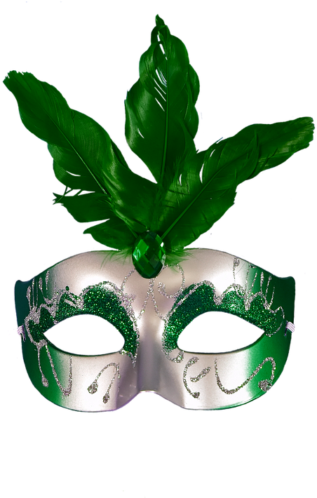 Mask, Green, Carnival, Masquerade - Green Masquerade Png (556x720), Png Download
