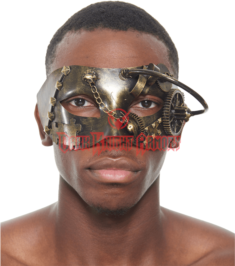 Gold Steampunk Masquerade Mask - Barechested (850x850), Png Download