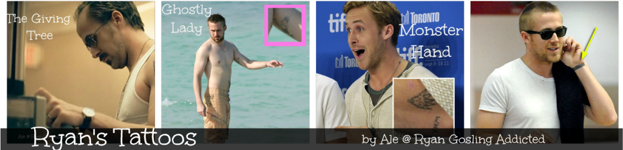 If You Are Wondering About Ryan's Real Tattoos - Ryan Gosling Tattoos (1280x320), Png Download
