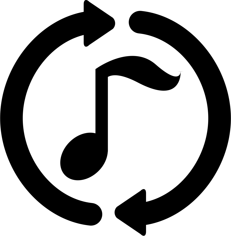 Music Note With Loop Circular Arrows Around Comments - Music Loop (960x981), Png Download