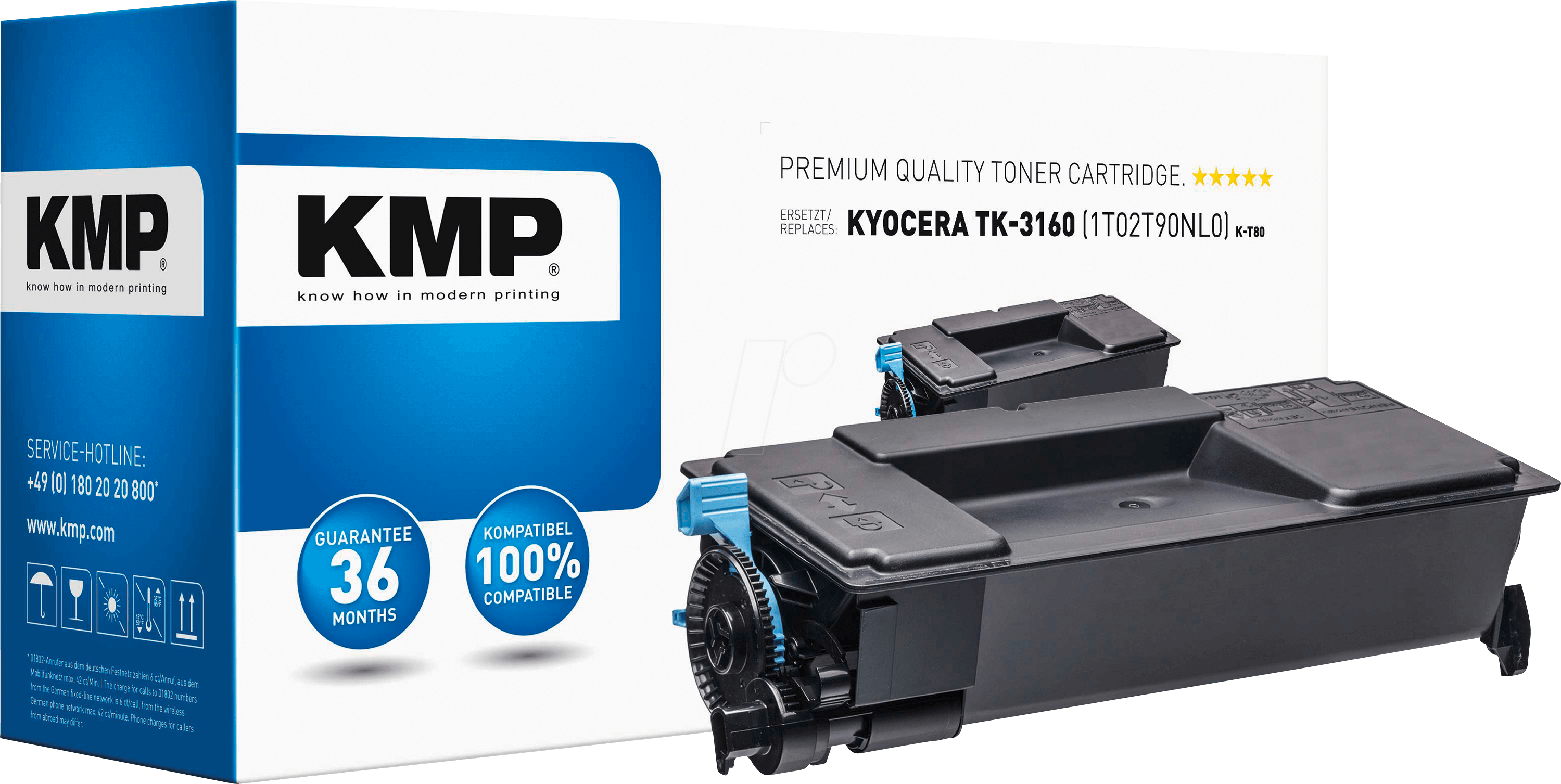 Toner - Kyocera - Black - Tk3160 - Rebuilt Kmp Printtechnik - Kmp Toner (2999x1507), Png Download