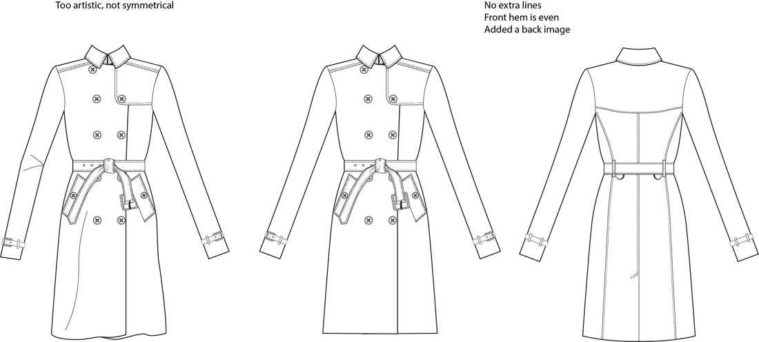 Vector Black And White Download Communicating With - Trench Coat Front Back Flat Sketch (1100x496), Png Download