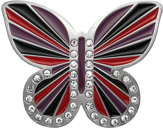 Red, Black And Purple Butterfly Buckle - Lycaena (566x566), Png Download