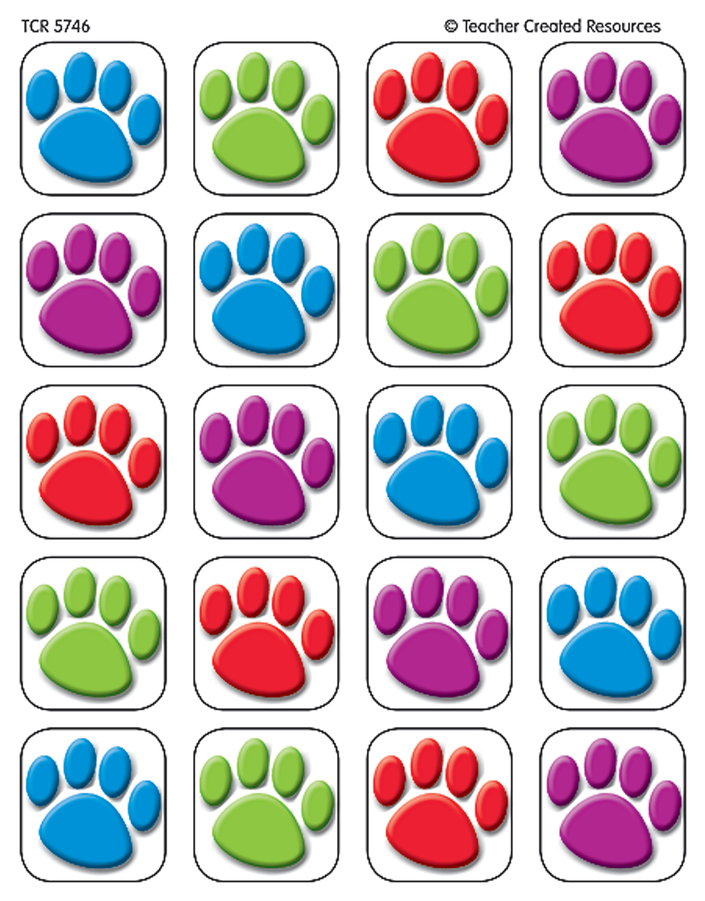 Tcr5746 Colorful Paw Prints Stickers Image - Colorful Paw Prints (900x900), Png Download