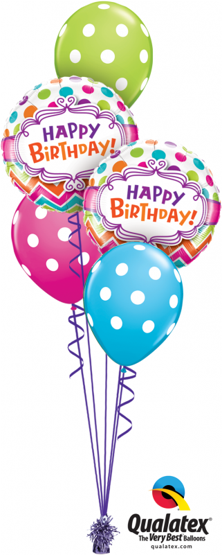 Chevron Dots Birthday Balloon Classic Bouquet Birthday - Balloon (800x800), Png Download