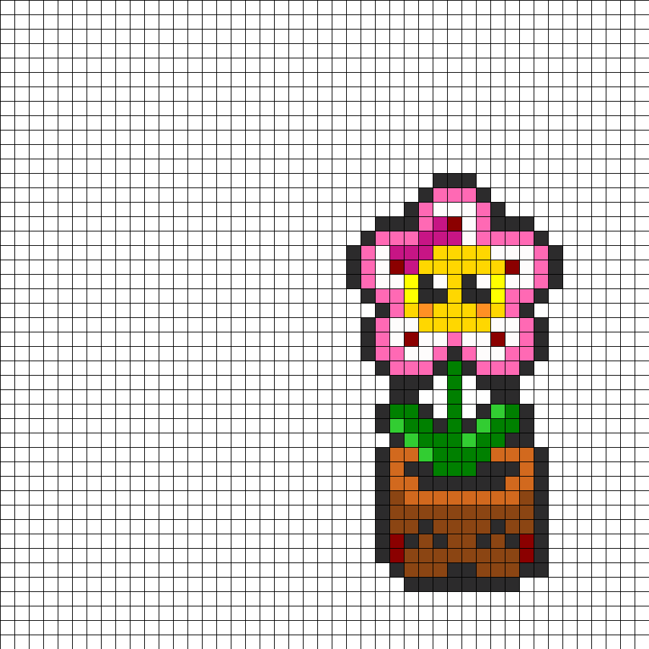 Pink Daisy In Pot Perler Bead Pattern / Bead Sprite - Bead (945x945), Png Download