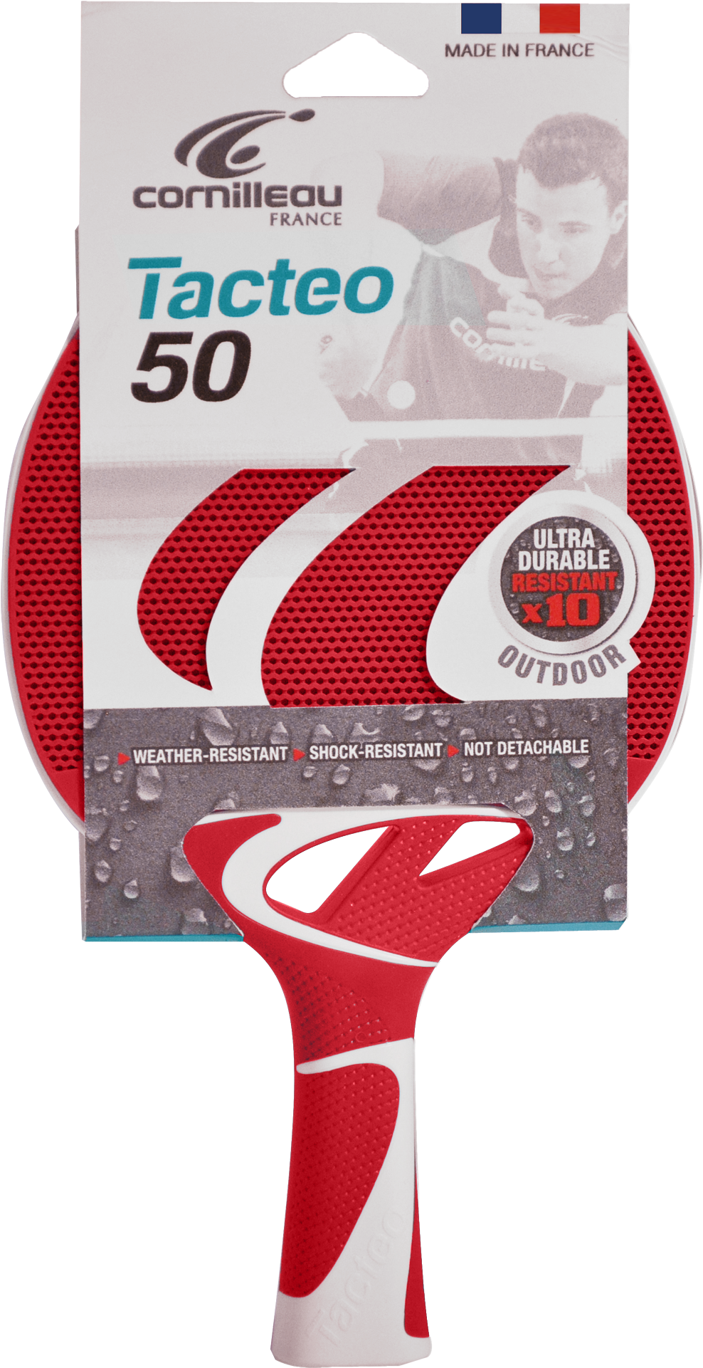 Table Tennis, Ping Pong, Cornilleau, Bat, Long Lasting, - Cornilleau Tacteo 50 Weatherproof Table Tennis Racket (2362x2362), Png Download