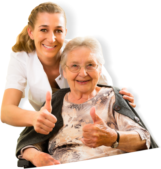 Nurse And An Elderly Doing A Thumbs-up Sign - Nursing Home (700x600), Png Download