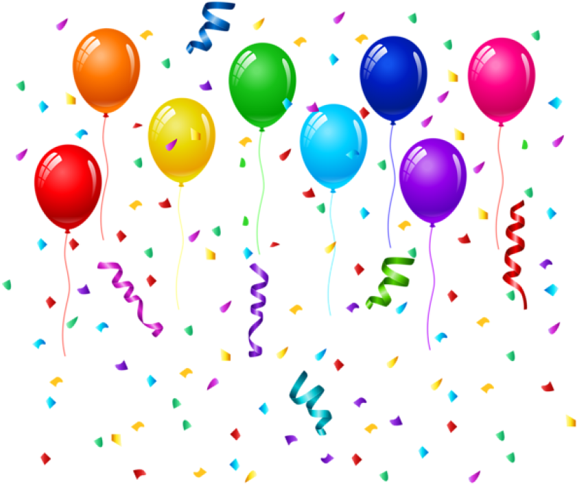 Free Png Download Confetti And Balloons Png Images - Birthday Balloons And Confetti Png (850x712), Png Download
