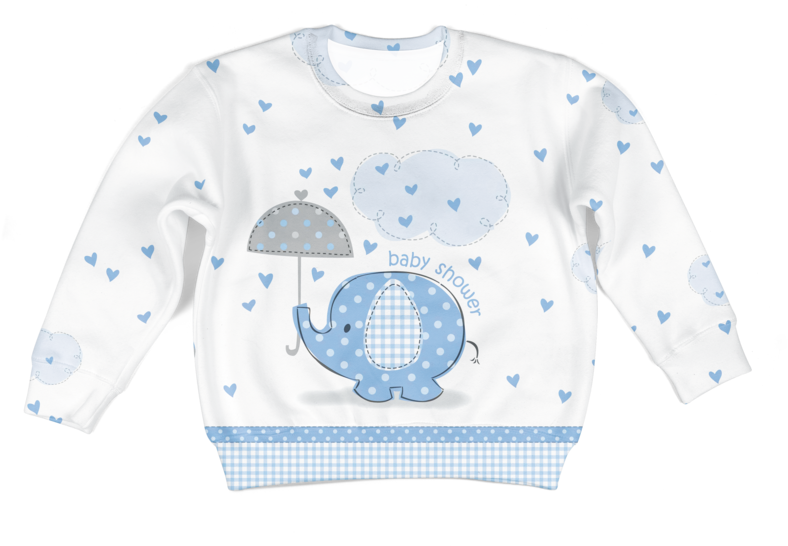 3d Cute Elephant Baby Shower Kid Full Print Hoodie - Hd Baby Shower Elefante (800x800), Png Download