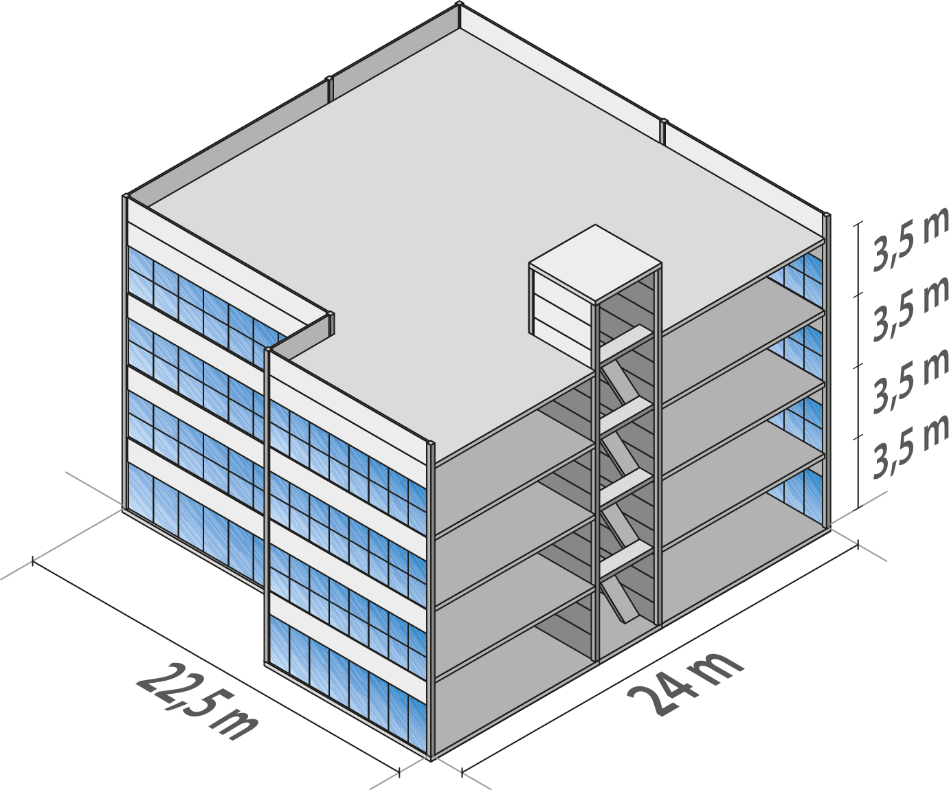 A Modulação M Possui Vãos De 10 M - Projetos De Edificios Misto (1381x1150), Png Download