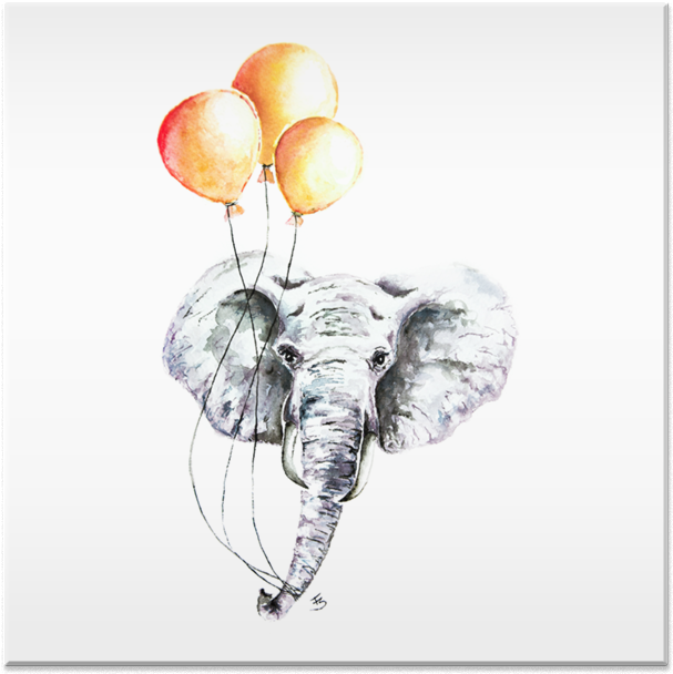 Azulejo Elefante Com Balões De Atelier Fesendrana - Elephant (800x800), Png Download