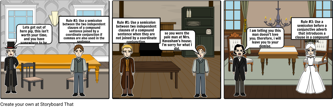 Great Expectations Semicolon Rules - Cartoon (1164x385), Png Download