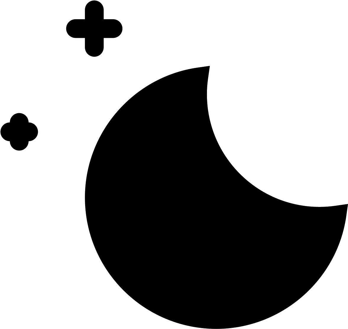 Moon And Stars Filled Icon - Crescent (1600x1600), Png Download