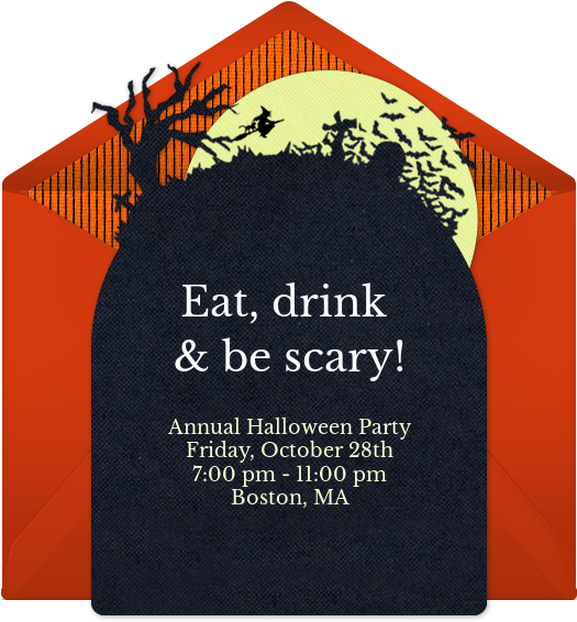 Moon Silhouette Online Invitation - Bats (650x650), Png Download