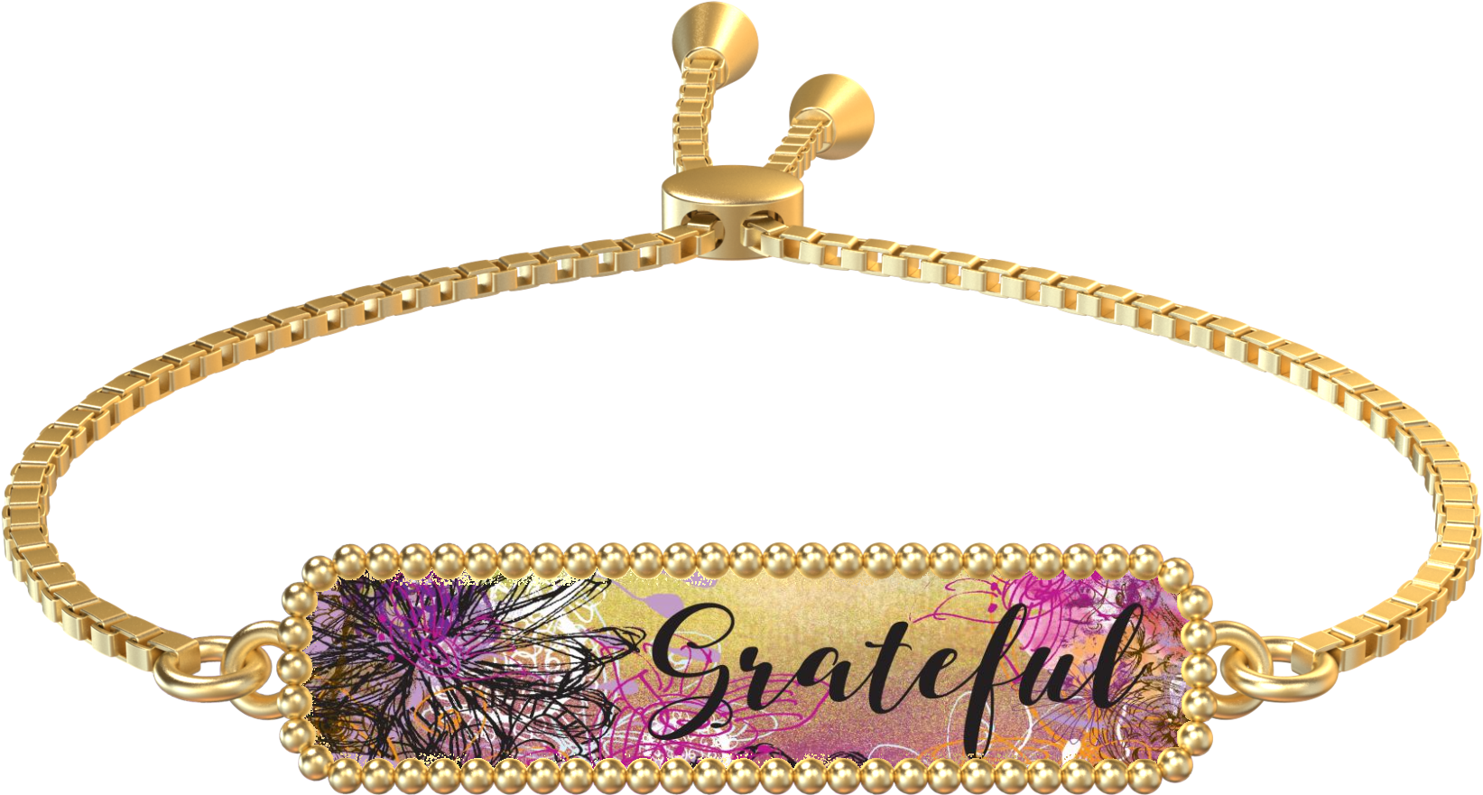 Grateful Gold Rectangle Bracelet - Bracelet (2000x2000), Png Download