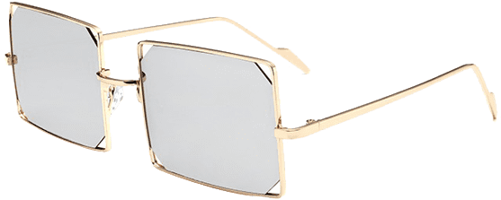 2018 Metal Hollow Out Mirrored Lens Rectangle Sunglasses - Silver (600x798), Png Download