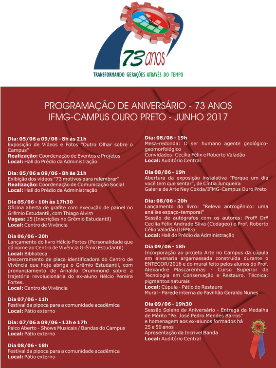 Aniversário Campus Ouro Preto - Aniversário De Ouro Preto (566x768), Png Download