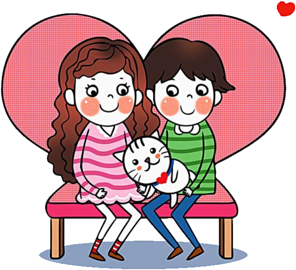 Cartoon Silhouette Hand Drawn Couple Elements Design - Cartoon (1024x1024), Png Download