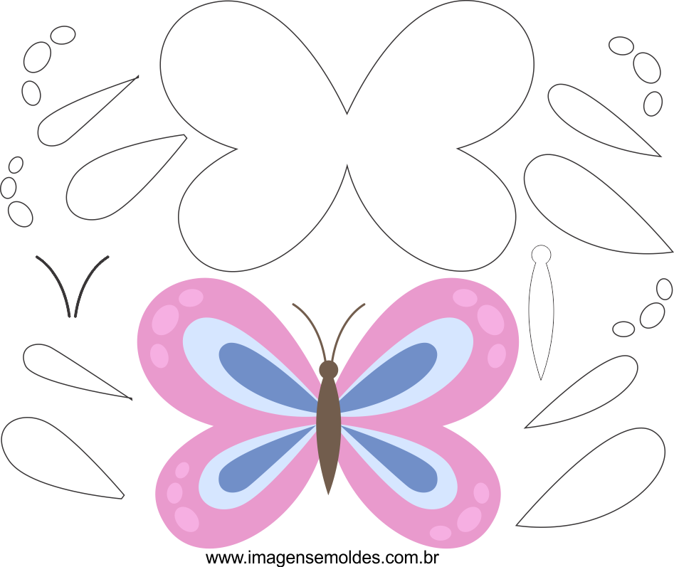 Molde De Borboleta Png - Molde De Borboleta Em Eva (947x797), Png Download