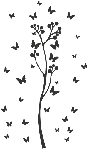 Adesivo De Parede Árvore Com Borboletas - Arvore De Borboletas Png (600x600), Png Download