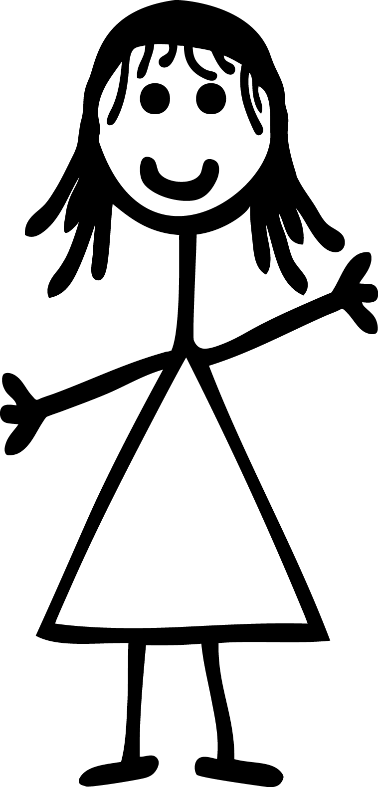 Woman Stick Figure Png - Girl Stick Figure Transparent (758x1578), Png Download