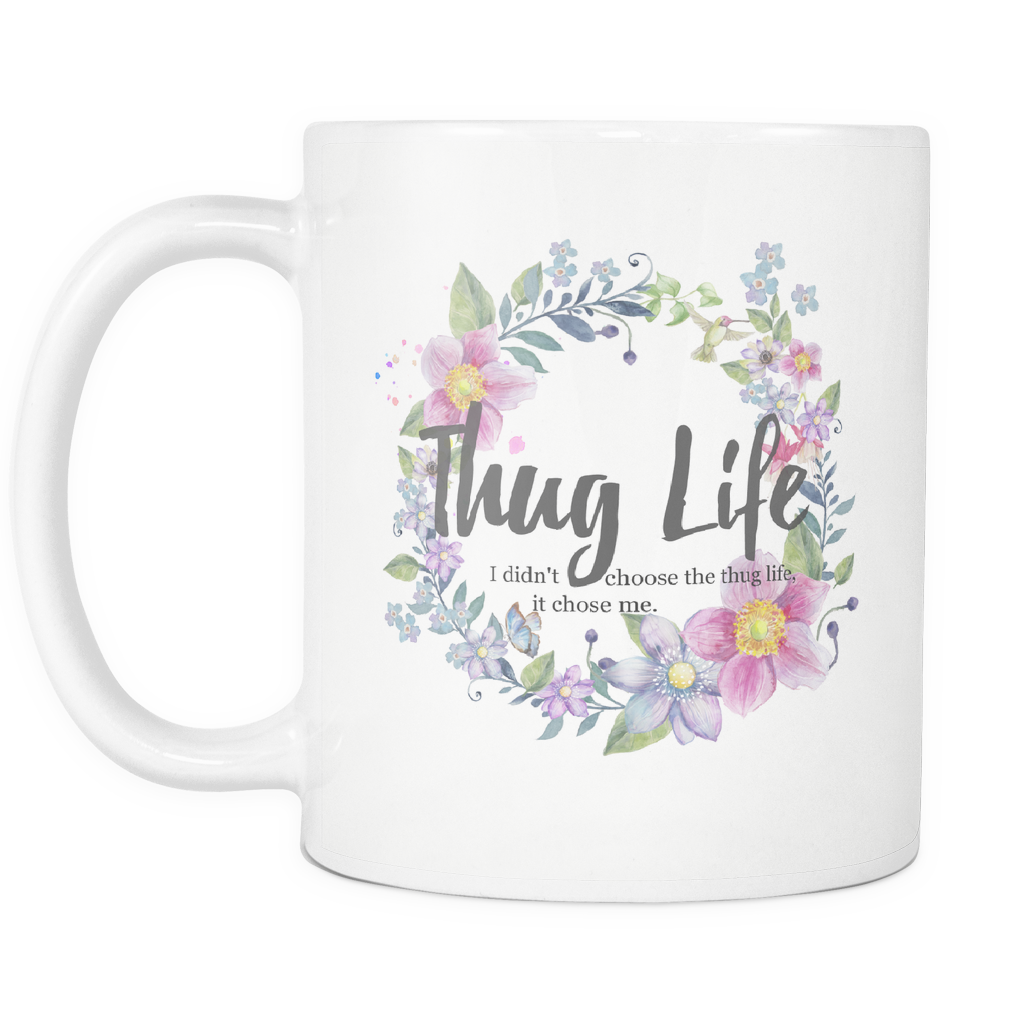 Thug Life Floral Ceramic Coffee Mug - Wreath (1024x1024), Png Download