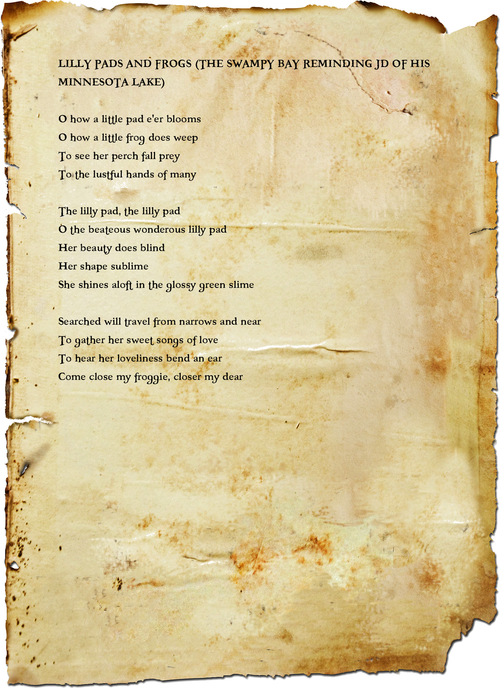 Lilly Pads And Frogs - Pirate And Mermaid Poem (1800x2467), Png Download