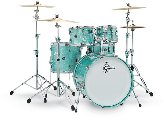 Gretsch Renown2 4 Piece Drum Set Turquoise Sparkle - Gretsch Catalina Club Blue Satin Flame (620x468), Png Download