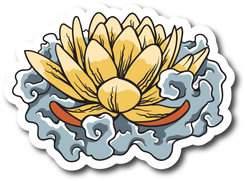 Japanese Floral Lilly Pad - Vinyldisorder Japanese Floral Lilly Pad Wall Decal (600x600), Png Download