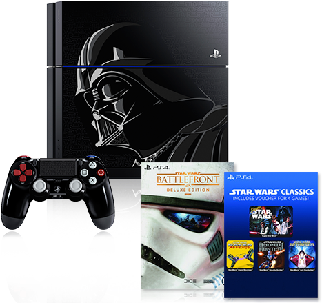 Star Wars Battlefront Ps4console V2 - Playstation 4 Darth Vader Edition (475x443), Png Download