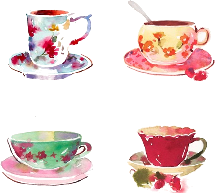 Watercolor Paintings, Watercolor Food, Tea Cups, Tea - Tea Cups (500x493), Png Download