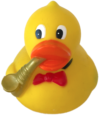 Saxophone Player Rubber Duck Is Has A Sax And Red Bowtie - Rubber Ducks With Transparent (500x500), Png Download