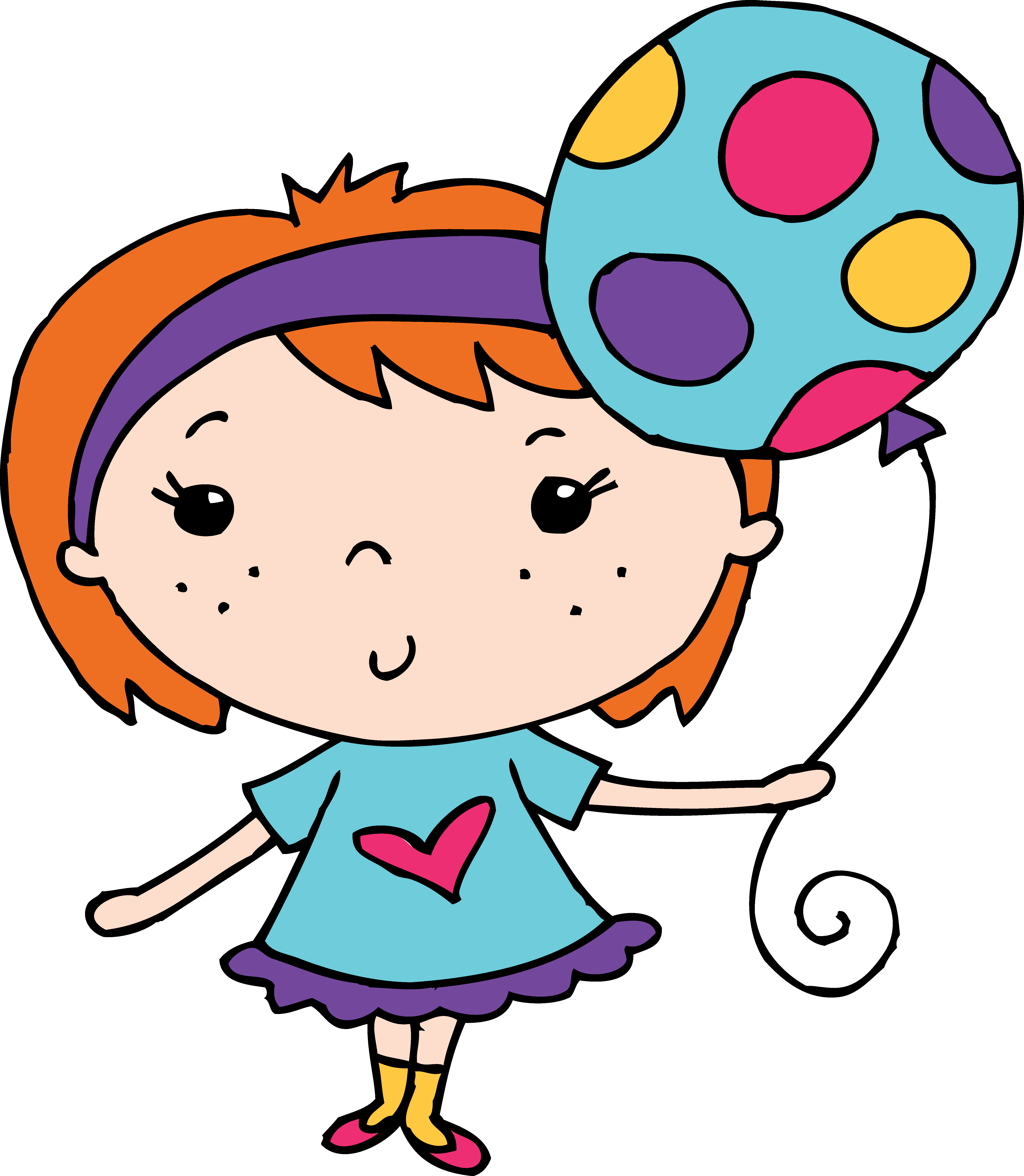 Little Girl Holding A Balloon - Girl With Balloon Clipart (5718x6563), Png Download